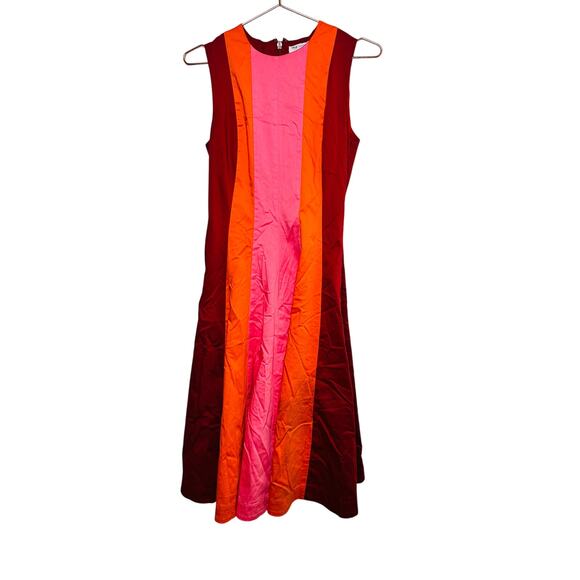 ROKSANDA X RTR Pink Orange Sleeveless Crewneck Colorblock Midi Dress Size 4 - Picture 5 of 16